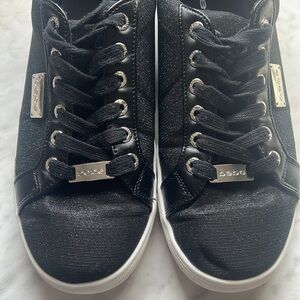 Bebe Calais Women's Platform Sneakers Black Sparkle Sie 9.5‎